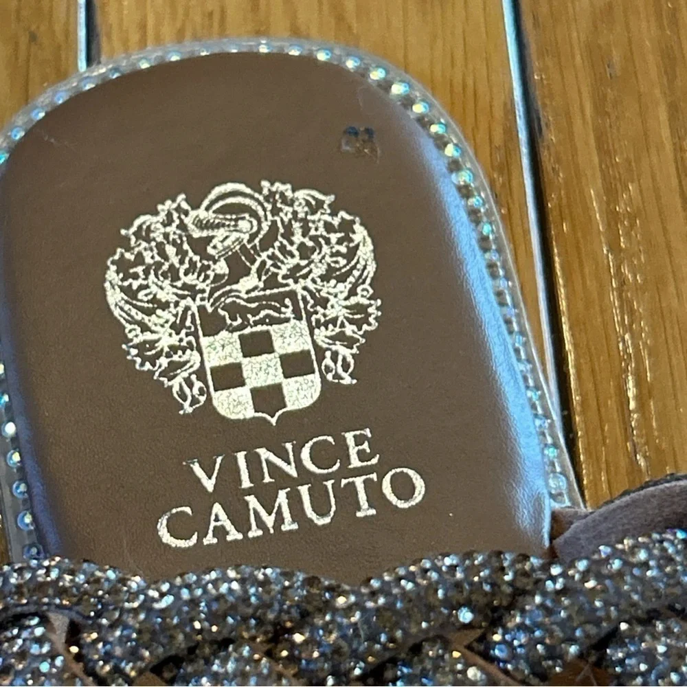 New NWT Vince Camuto Rhinestone Strappy Sandals Girls Sz 3 Bronze & Brown Silver